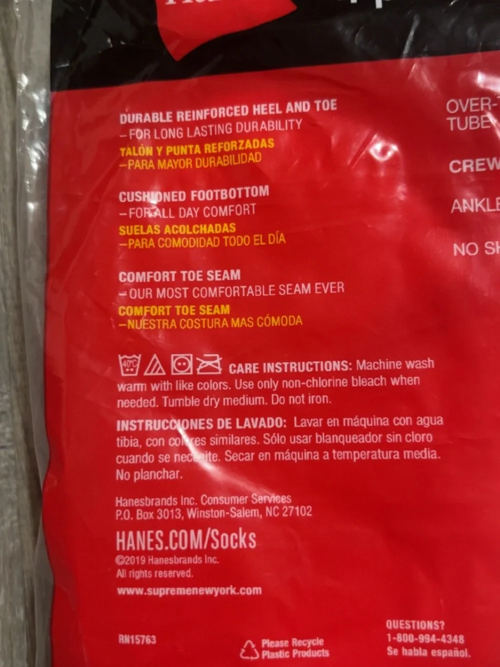 Supreme White Crew Socks with Red Logo Pack